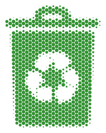 Halftone circle Recycle Bin icon. Pictogram on a white background. Vector collage of recycle bin icon designed of round pixels.のイラスト素材
