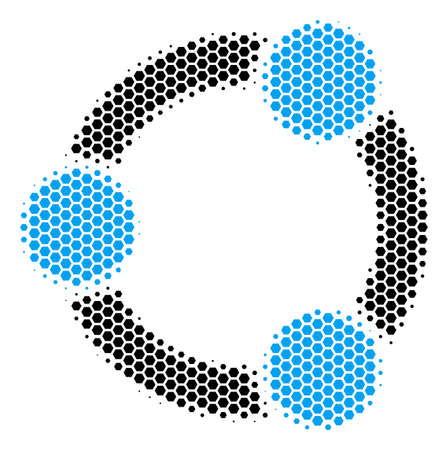 Halftone hexagonal Cooperation icon. Pictogram on a white background. Vector mosaic of cooperation icon organized of hexagon dots.のイラスト素材