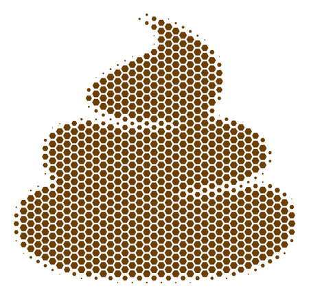 Halftone hexagon Crap icon. Pictogram on a white background. Vector concept of crap icon constructed of hexagon elements.のイラスト素材