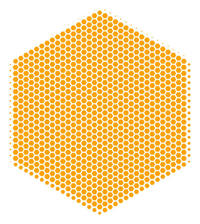 Halftone hexagonal Filled Hexagon icon. Pictogram on a white background. Vector composition of filled hexagon icon organized of hexagon blots.のイラスト素材