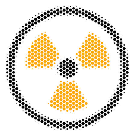 Halftone hexagonal Radioactive icon. Pictogram on a white background. Vector concept of radioactive icon organized of hexagonal dots.のイラスト素材