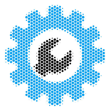Halftone hexagon Service Tools icon. Pictogram on a white background. Vector pattern of service tools icon organized of hexagon elements.のイラスト素材
