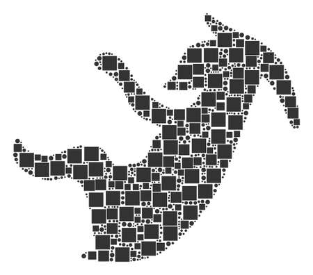 Alien Embryo mosaic icon of rectangles and circle particles in different sizes.のイラスト素材