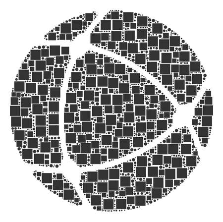 Internet composition icon of rectangles and circle particles in different sizes. Vector items are composed into internet mosaic design concept.のイラスト素材