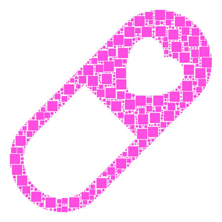 Love Granule composition icon of rectangles and round items in variable sizes. Vector objects are composed into love granule composition design concept.のイラスト素材