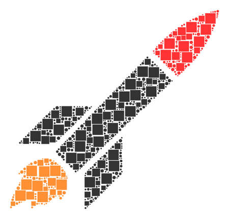 Missile Launch composition icon of square shapes and circle particles in various sizes. Vector items are scattered into missile launch collage design concept.のイラスト素材