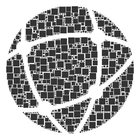 Network composition icon of square shapes and circle particles in various sizes. Vector objects are united into network mosaic design concept.のイラスト素材