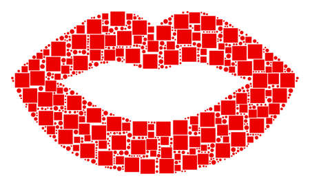 Sexy Lips collage icon of rectangles and circles in different sizes. Vector objects are combined into sexy lips composition design concept.のイラスト素材