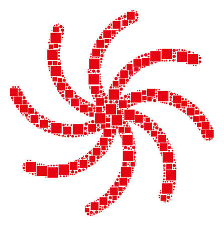 Spiral Galaxy composition icon of squares and circle particles in various sizes. Vector items are scattered into spiral galaxy mosaic design concept.のイラスト素材