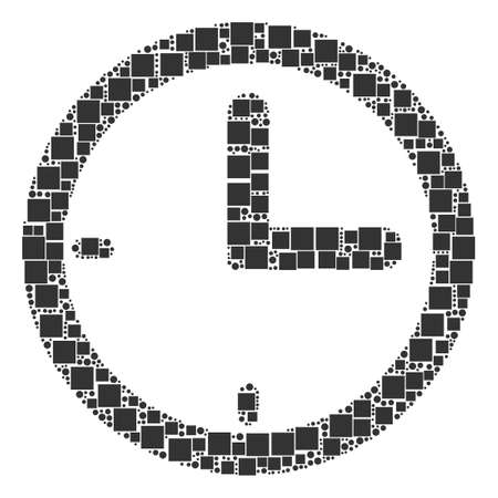 Time composition icon of square figures and circles in different sizes. Vector objects are combined into time illustration design concept.のイラスト素材