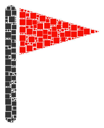 Triangle Flag composition icon of squares and circles in various sizes. Vector items are organized into triangle flag collage design concept.のイラスト素材