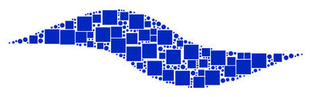 Wave Shape collage icon of square figures and circle particles in variable sizes. Vector items are...