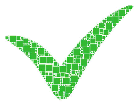 Yes mosaic icon of square figures and circles in variable sizes. Vector items are organized into yes mosaic design concept.のイラスト素材