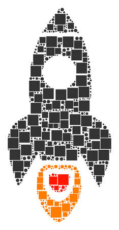 Space Rocket mosaic icon of square figures and circle particles in variable sizes. Vector items are scattered into space rocket collage design concept.のイラスト素材