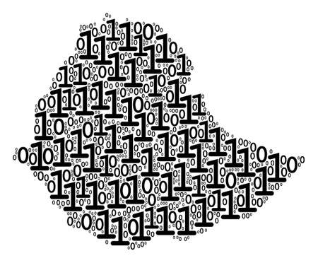 Ethiopia Map collage icon of one and zero digits in different sizes. Vector digit are scattered into ethiopia map composition design concept.のイラスト素材