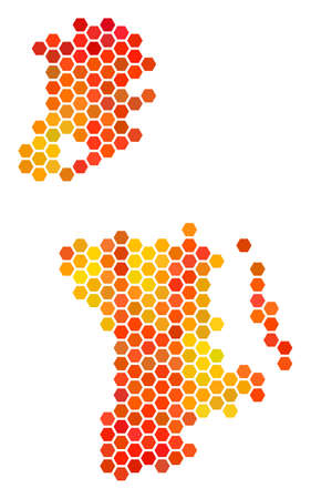 Chinese Macau map. Vector honeycomb geographic map in orange color tints.のイラスト素材