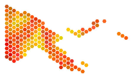 Papua New Guinea map. Vector hex tile territorial scheme in flame color tinges. Impressive Papua New...