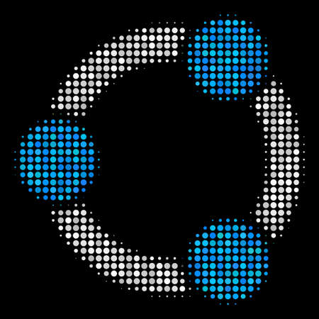 Cooperation halftone vector icon. Illustration style is pixelated iconic cooperation symbol on a black background. Halftone matrix is constructed with round elements.のイラスト素材
