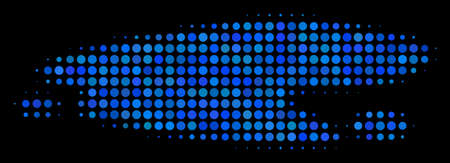 Puddle halftone vector icon. Illustration style is pixelated iconic puddle symbol on a black background. Halftone texture is build with spheric pixels.のイラスト素材