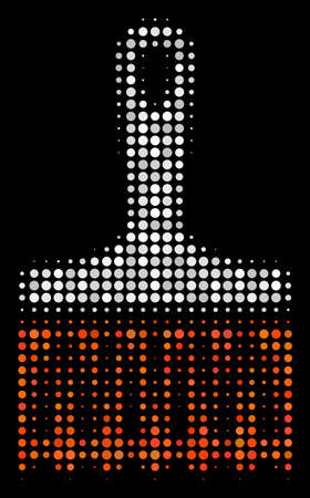 Wide brush halftone vector icon. Illustration style is pixel iconic wide brush symbol on a black background. Halftone pattern is constructed from round pixels.のイラスト素材