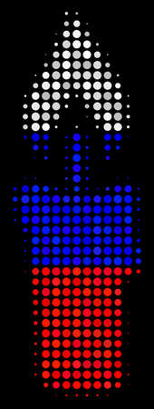 Halftone Candle icon colored in Russian official flag colors on a dark background. Vector composition of candle icon composed of round dots. Designed for political and Russian patriotic promotion.のイラスト素材