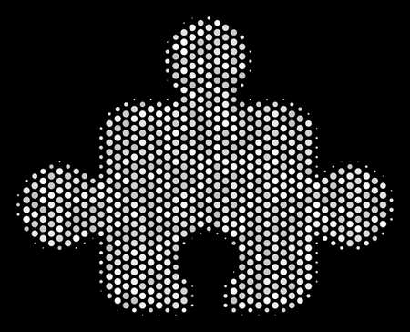 Dotted white component icon on a black background. Vector halftone illustration of component symbol composed with circle dots.のイラスト素材