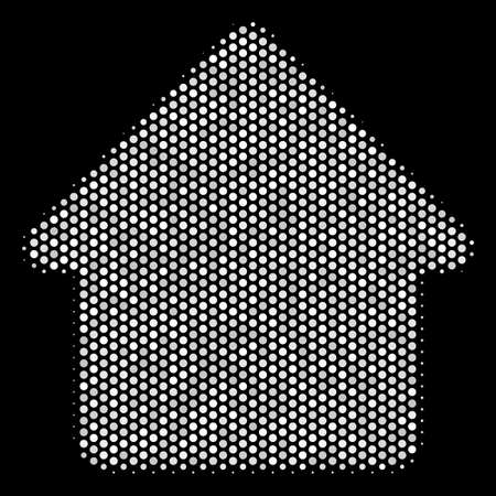 Dot white house icon on a black background. A Vector halftone concept of house pictograph designed from circle points.のイラスト素材