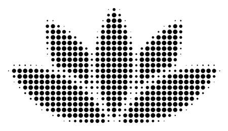 Pixelated black lotus flower icon. Vector halftone collage of lotus flower symbol organized of round points.のイラスト素材