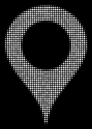 Map marker halftone vector pictogram. Illustration style is dotted iconic map marker icon symbol on a black background. Halftone texture is circle items.のイラスト素材