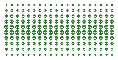 Alien face icon halftone pattern, designed for backgrounds, covers, templates and abstraction effects. Vector alien face objects arranged into halftone grid.のイラスト素材