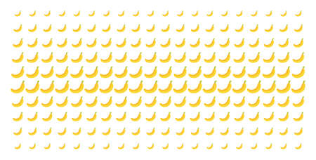Banana icon halftone pattern, constructed for backgrounds, covers, templates and abstract concepts. Vector banana objects organized into halftone array.のイラスト素材