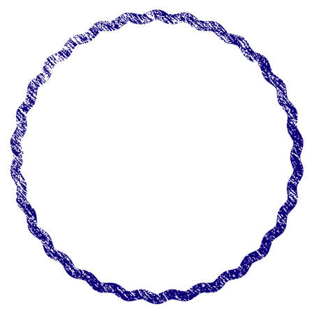 Certificate rosette circular frame grunge textured template. Vector draft element with grainy design and unclean texture in blue color. Designed for overlay watermarks and rubber seal imitations.のイラスト素材