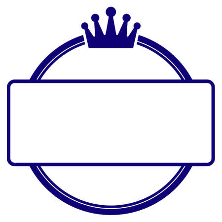 Crown round and rectangle frame template. Vector draft element for stamp seals in blue color.のイラスト素材