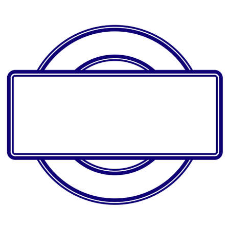 Double round and rectangle frame template. Vector draft element for stamp seals in blue color.のイラスト素材