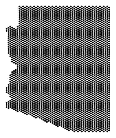 Hex Tile Arizona State map. Vector territory scheme on a white background. Abstract Arizona State map concept is made from hexagon blots.のイラスト素材