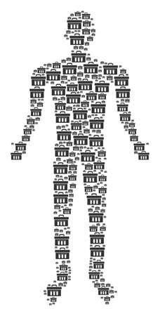 Analysis human avatar. Vector analysis icons are arranged into male collage.のイラスト素材