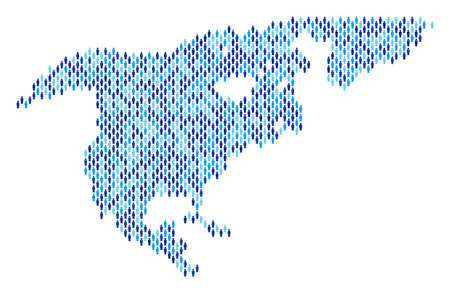 Population North America map. Demography vector collage of North America map done of human items. Abstract social scheme of national public cartography. Demographic map in blue color tinges.のイラスト素材
