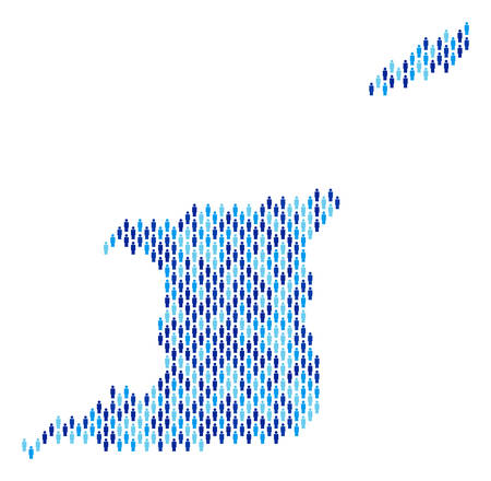 Population Trinidad and Tobago map. Demography vector mosaic of Trinidad and Tobago map constructed of man elements. Abstract social plan of national group cartography.のイラスト素材