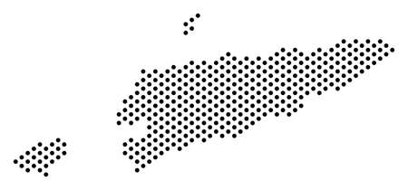Pixel East Timour map. Vector geographic plan. Cartographic composition of East Timour map formed of small spheres.のイラスト素材