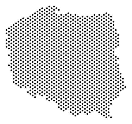Dotted Poland map. Vector geographical plan. Cartographic composition of Poland map constructed of circle items.のイラスト素材