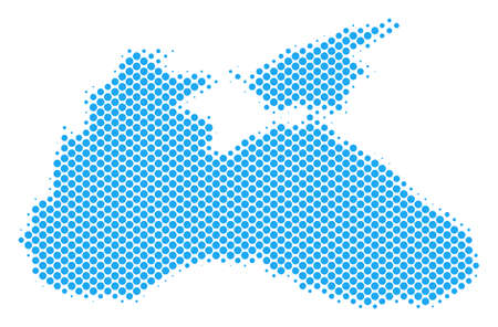 Abstract Black Sea map. Vector halftone territorial plan. Cartographic pixel concept. Schematic Black Sea map is created from regular round spot matrix.のイラスト素材