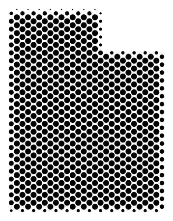 Abstract Utah State map. Vector halftone geographical plan. Cartographic dot abstraction. Schematic Utah State map is constructed with regular sphere dot matrix.のイラスト素材