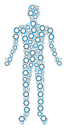 Cooperation human representation. Vector cooperation icons are composed into man illustration.のイラスト素材