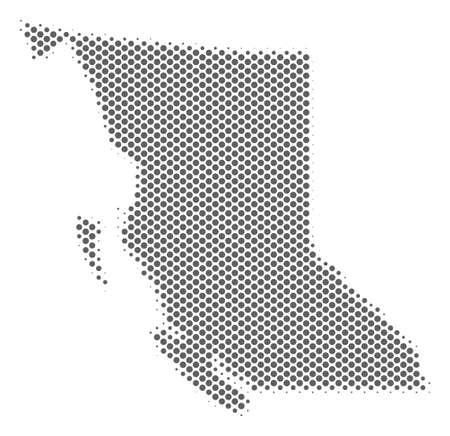 Schematic British Columbia Province map. Vector halftone territorial abstraction. Grey dotted cartographic concept.のイラスト素材