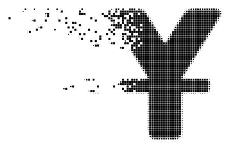Dispersed yuan dotted vector icon with disintegration effect. Rectangle fragments are organized into disappearing yuan form.のイラスト素材