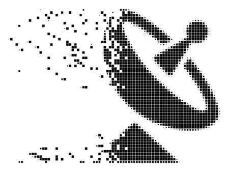 Dispersed antenna dot vector icon with disintegration effect. Rectangle dots are composed into disappearing antenna figure.のイラスト素材
