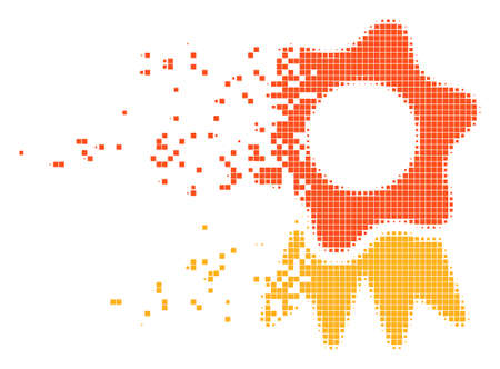 Dispersed award dotted vector icon with disintegration effect. Square elements are composed into dissipated award figure.のイラスト素材