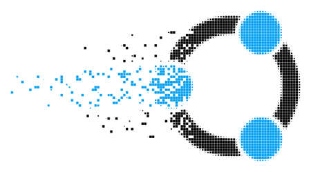 Fractured cooperation dot vector icon with disintegration effect. Rectangle pixels are composed into dissipated cooperation shape.のイラスト素材