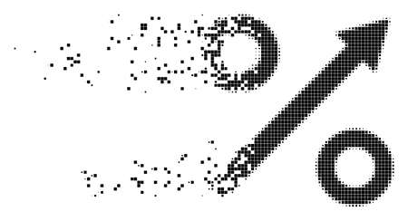 Dispersed growing percent dotted vector icon with disintegration effect. Rectangle pieces are grouped into dissipated growing percent figure.のイラスト素材