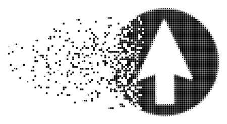 Dissolved rounded arrow dotted vector icon with disintegration effect. Rectangular cells are combined into disappearing rounded arrow form.のイラスト素材
